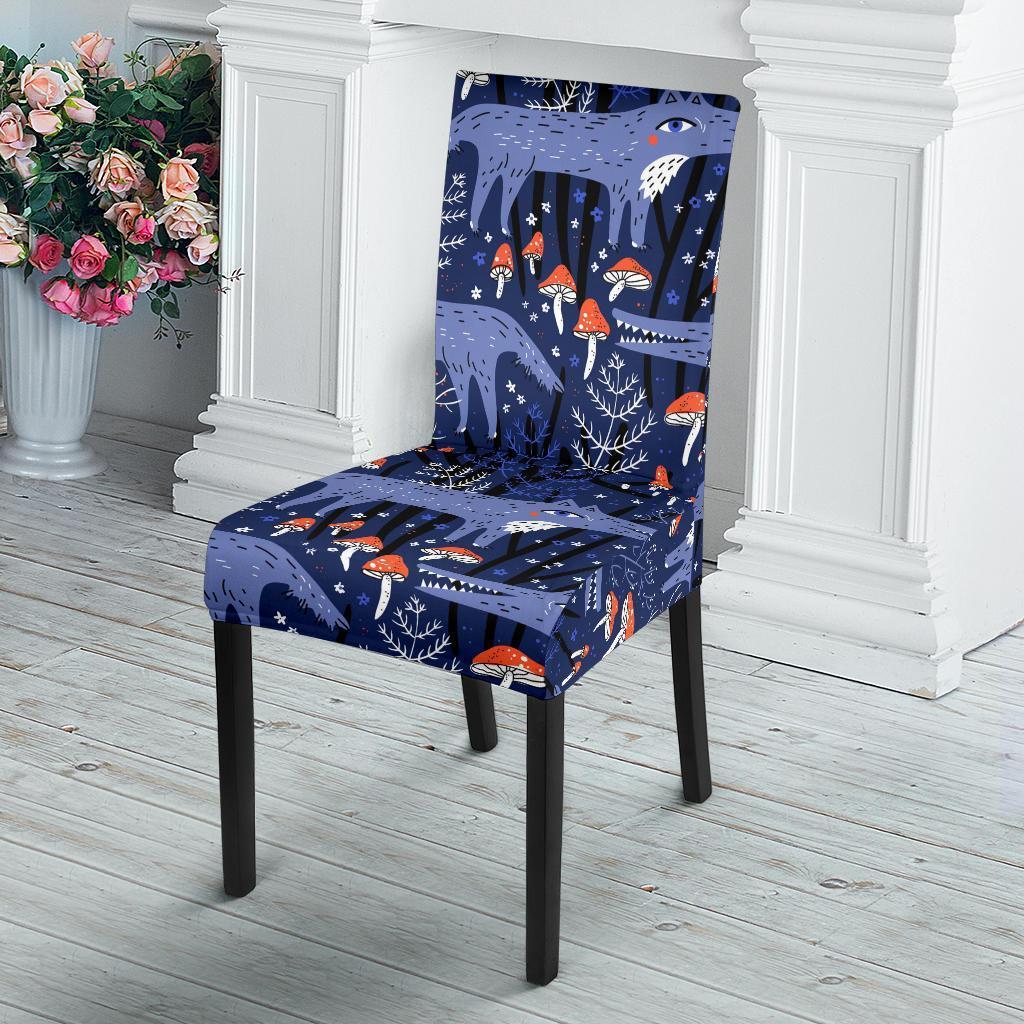 Wolf Cartoon Pattern Print Chair Cover-grizzshop