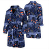 Wolf Cartoon Pattern Print Men Long Robe-grizzshop