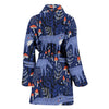 Wolf Cartoon Pattern Print Women Long Robe-grizzshop