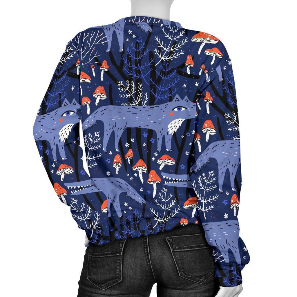 Wolf Cartoon Pattern Print Women's Sweatshirt-grizzshop