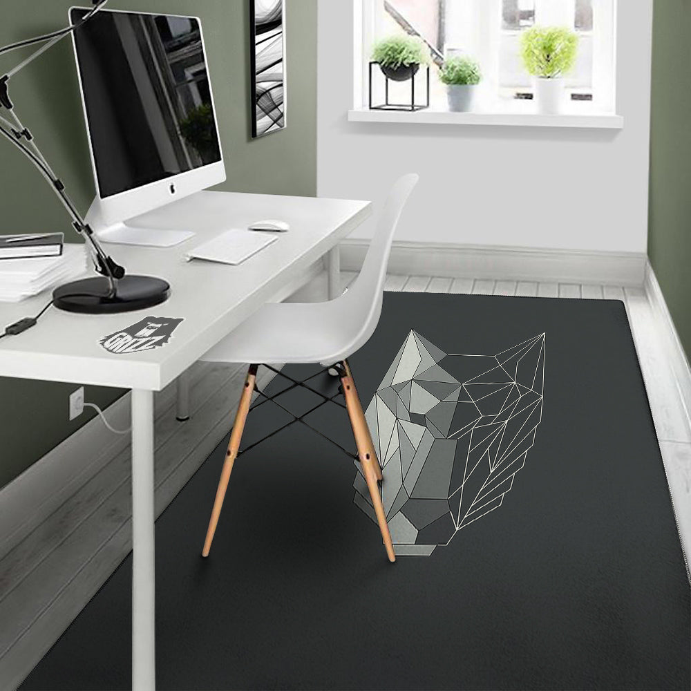 Wolf Geometric Dark Print Floor Mat-grizzshop