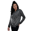 Wolf Geometric Dark Print Women's Bomber Jacket-grizzshop