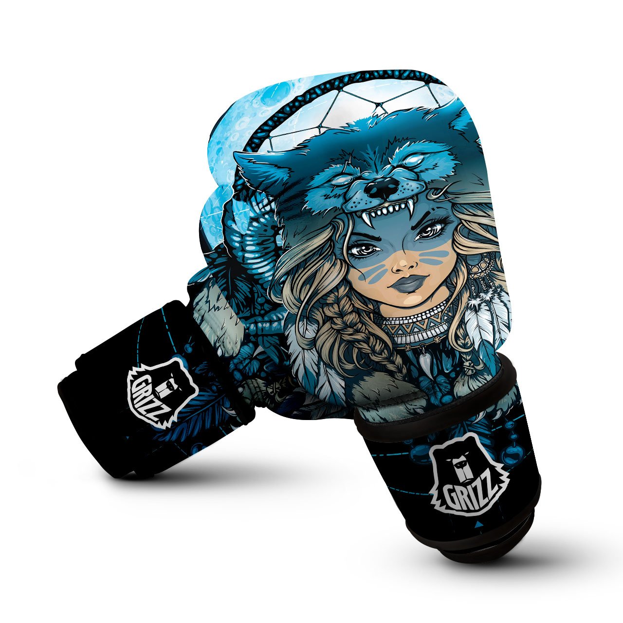 Indian Girl Native Portrait Print Boxing Gloves