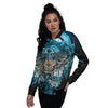 Wolf Girl Native American Print Women's Bomber Jacket-grizzshop