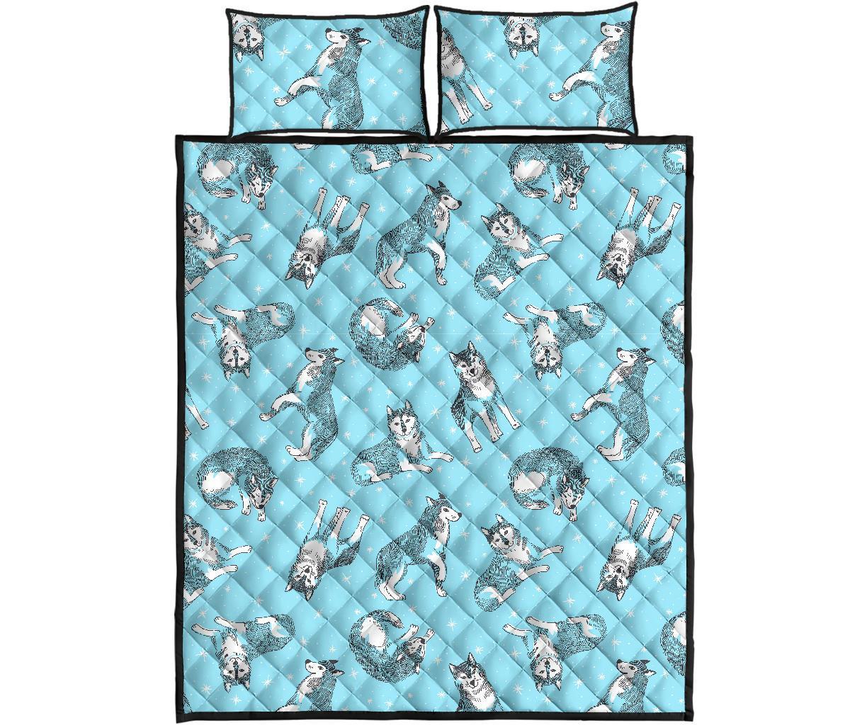 Wolf Hand Drawn Pattern Print Bed Set Quilt-grizzshop