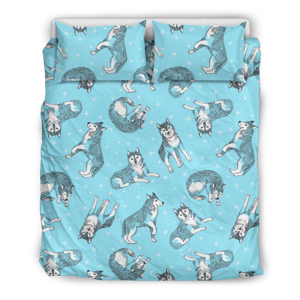 Wolf Hand Drawn Pattern Print Duvet Cover Bedding Set-grizzshop