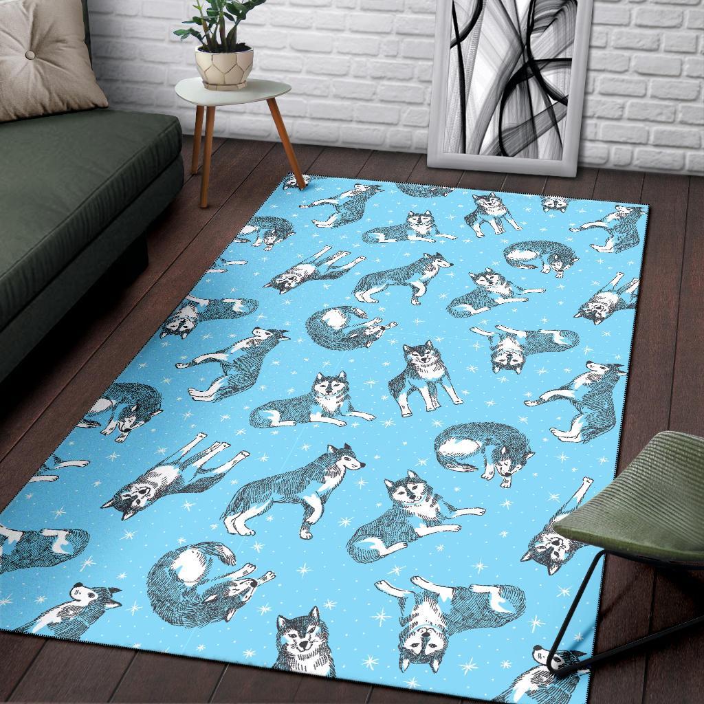 Wolf Hand Drawn Pattern Print Floor Mat-grizzshop