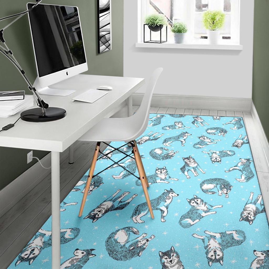 Wolf Hand Drawn Pattern Print Floor Mat-grizzshop