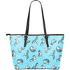 Wolf Hand Drawn Pattern Print Leather Tote Bag-grizzshop