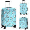 Wolf Hand Drawn Pattern Print Luggage Cover Protector-grizzshop