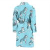 Wolf Hand Drawn Pattern Print Men Long Robe-grizzshop