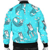 Wolf Hand Drawn Pattern Print Men's Bomber Jacket-grizzshop