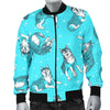 Wolf Hand Drawn Pattern Print Men's Bomber Jacket-grizzshop