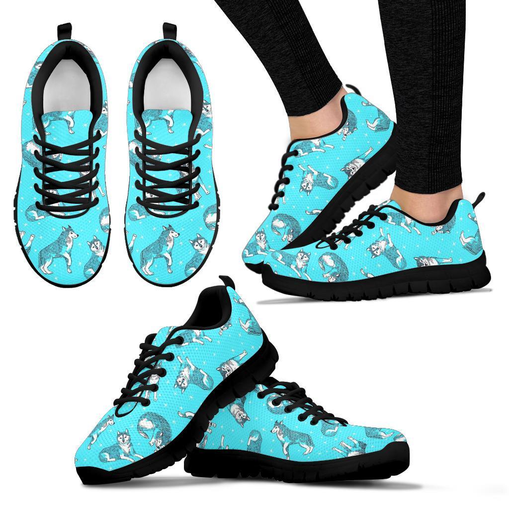 Wolf Hand Drawn Pattern Print Sneaker Shoes For Men Women-grizzshop