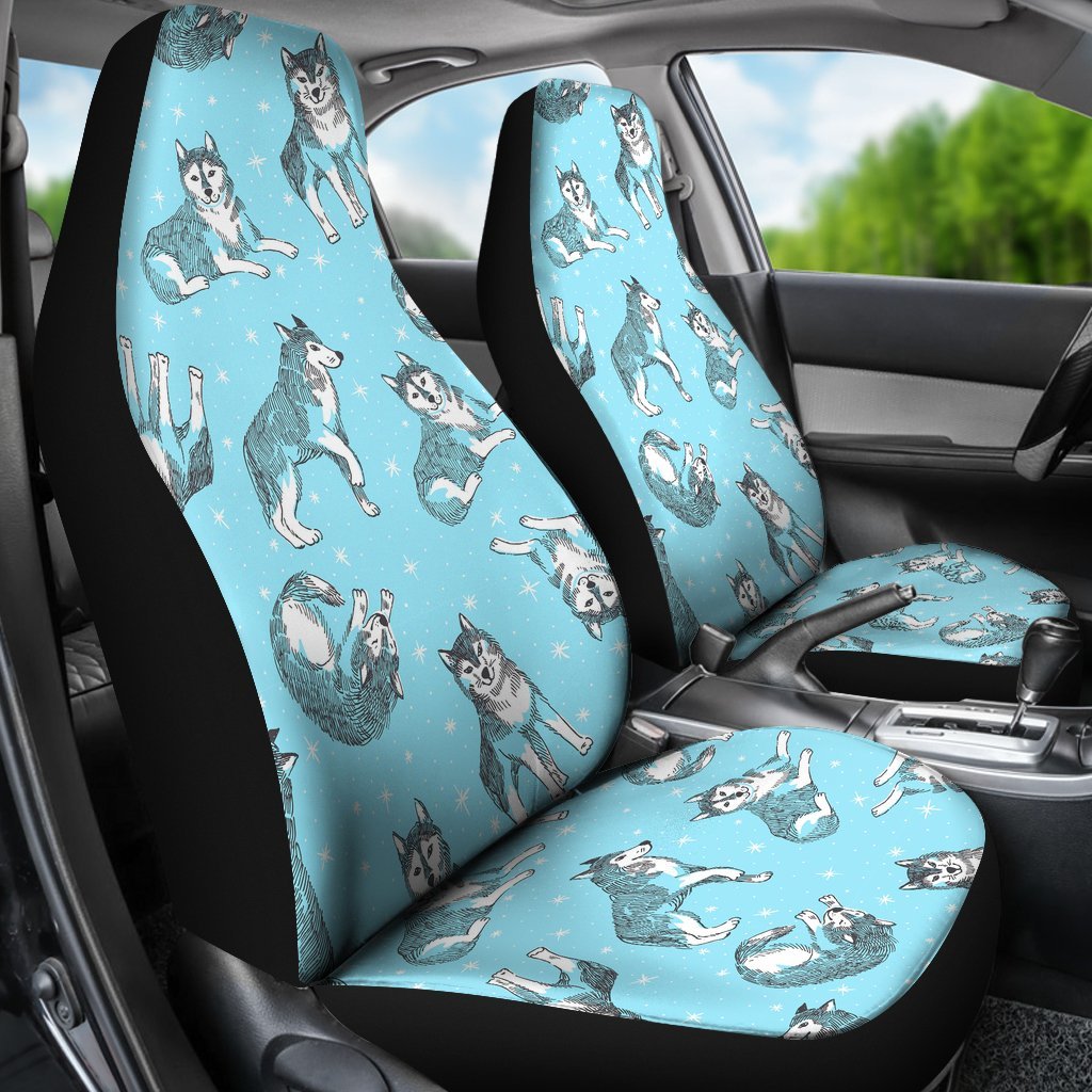 Wolf Hand Drawn Pattern Print Universal Fit Car Seat Covers-grizzshop