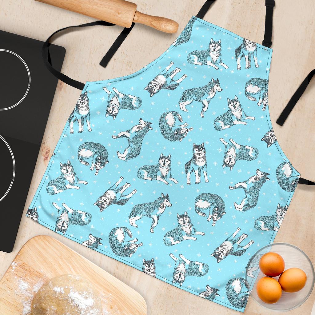 Wolf Hand Drawn Pattern Print Women's Apron-grizzshop