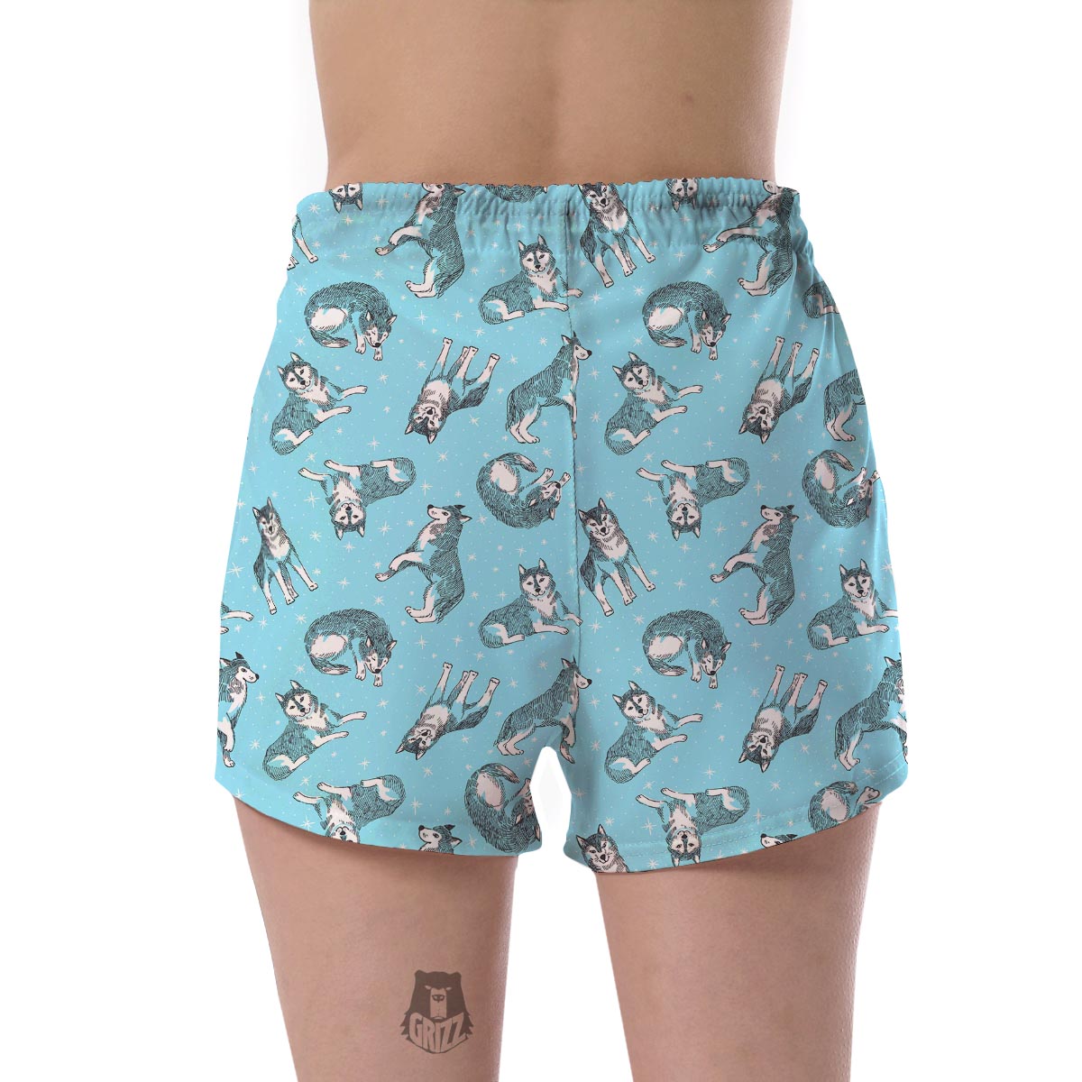 Wolf Hand Drawn Pattern Print Women's Shorts-grizzshop
