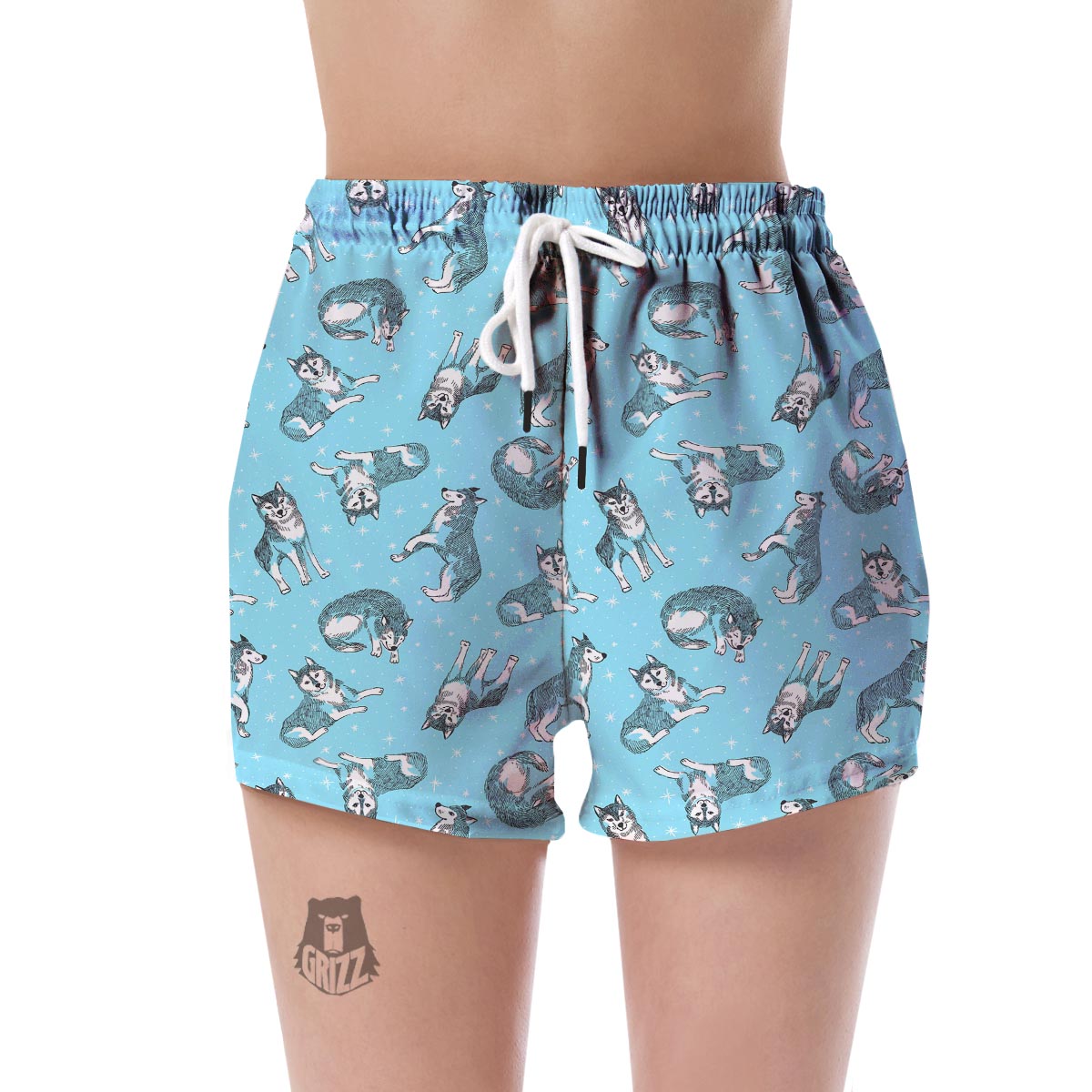 Wolf Hand Drawn Pattern Print Women's Shorts-grizzshop