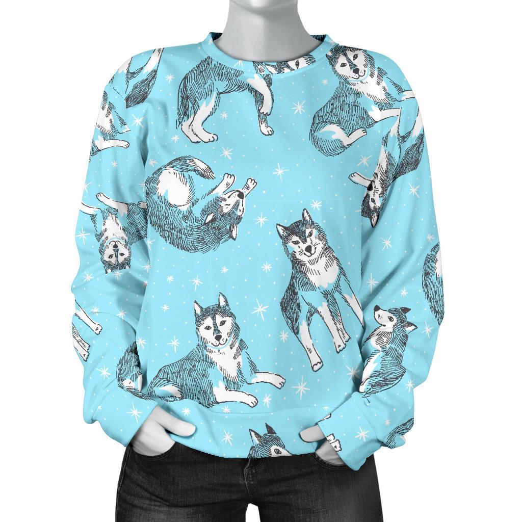 Wolf Hand Drawn Pattern Print Women's Sweatshirt-grizzshop