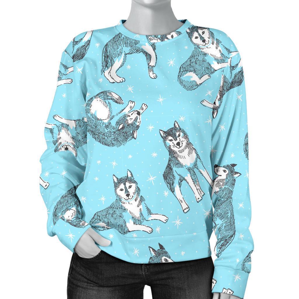 Wolf Hand Drawn Pattern Print Women's Sweatshirt-grizzshop