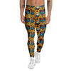 Wolf Head Yellow Tattoo Print Pattern Men's Leggings-grizzshop