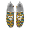 Wolf Head Yellow Tattoo Print Pattern White Athletic Shoes-grizzshop