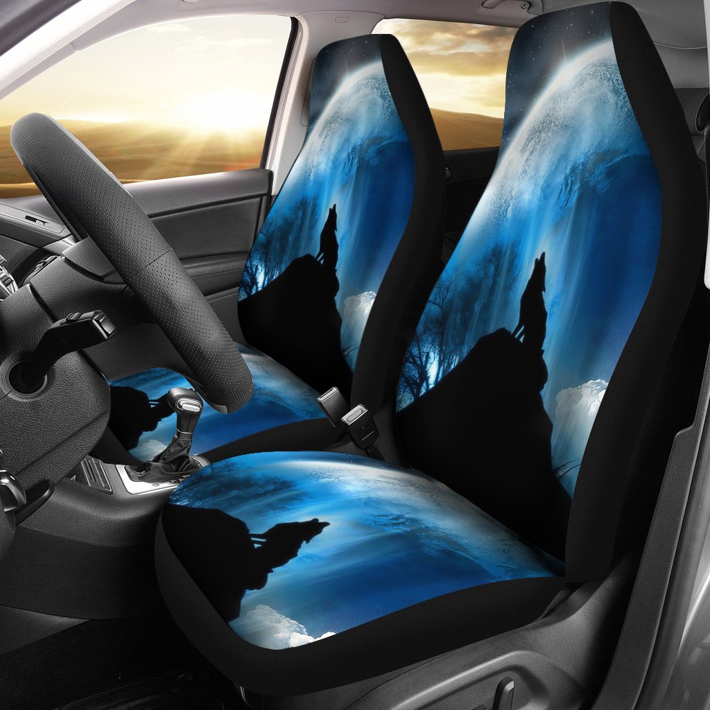 Wolf Howling Car Seat Covers-grizzshop