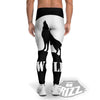 Wolf Howling Monochrome Print Men's Leggings-grizzshop