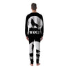 Wolf Howling Monochrome Print Men's Pajamas-grizzshop