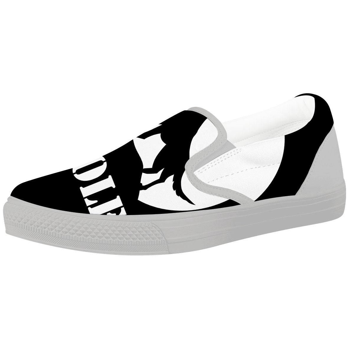 Wolf Howling Monochrome Print White Slip On Shoes-grizzshop