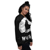 Wolf Howling Monochrome Print Women's Bomber Jacket-grizzshop