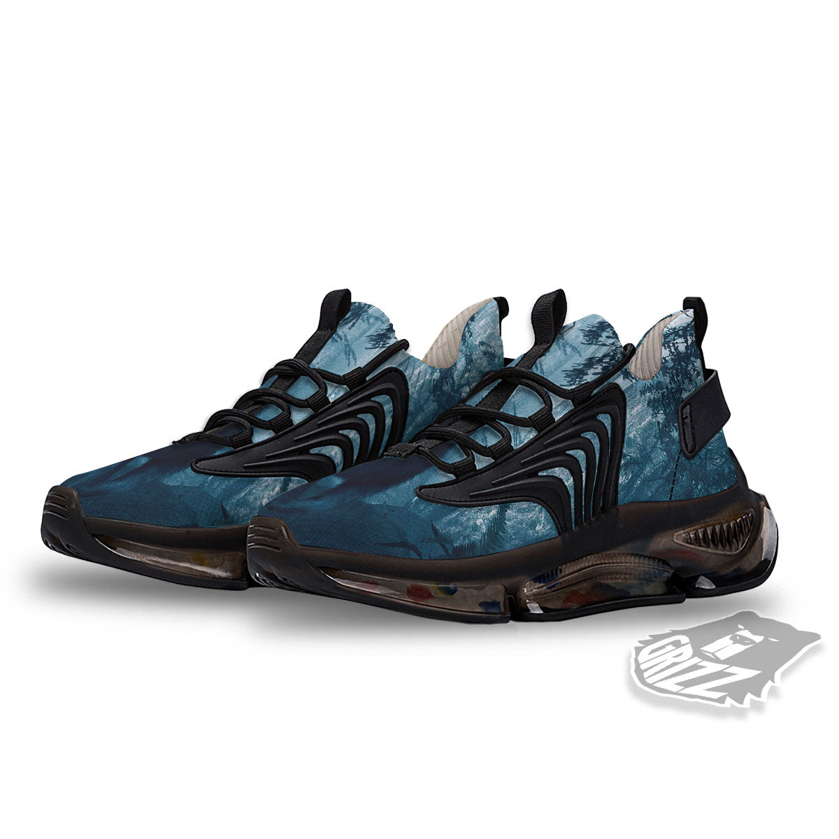 Wolf Jungle Print Black Gym Shoes-grizzshop