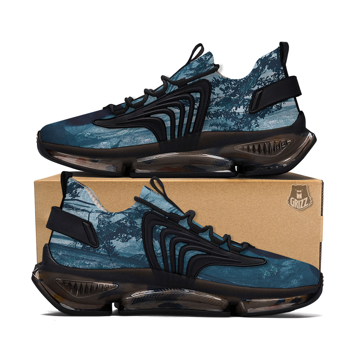 Wolf Jungle Print Black Gym Shoes-grizzshop