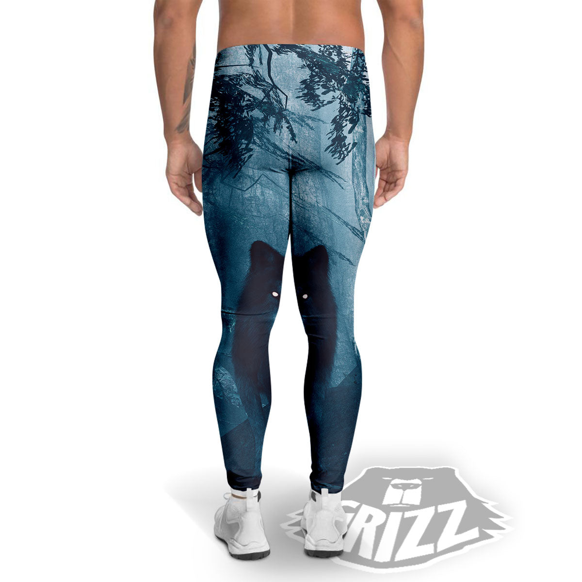 Wolf Jungle Print Men's Leggings-grizzshop