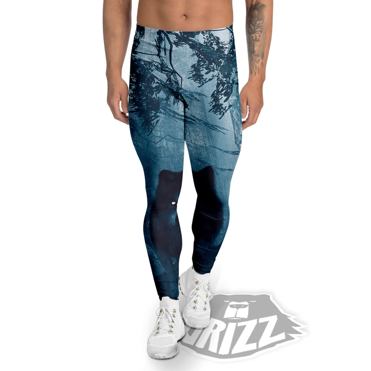 Wolf Jungle Print Men's Leggings-grizzshop