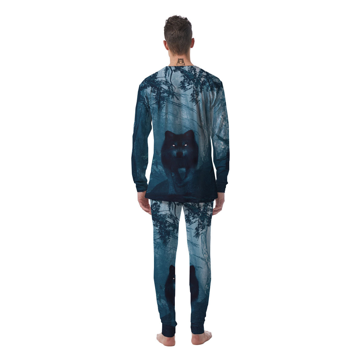 Wolf Jungle Print Men's Pajamas-grizzshop