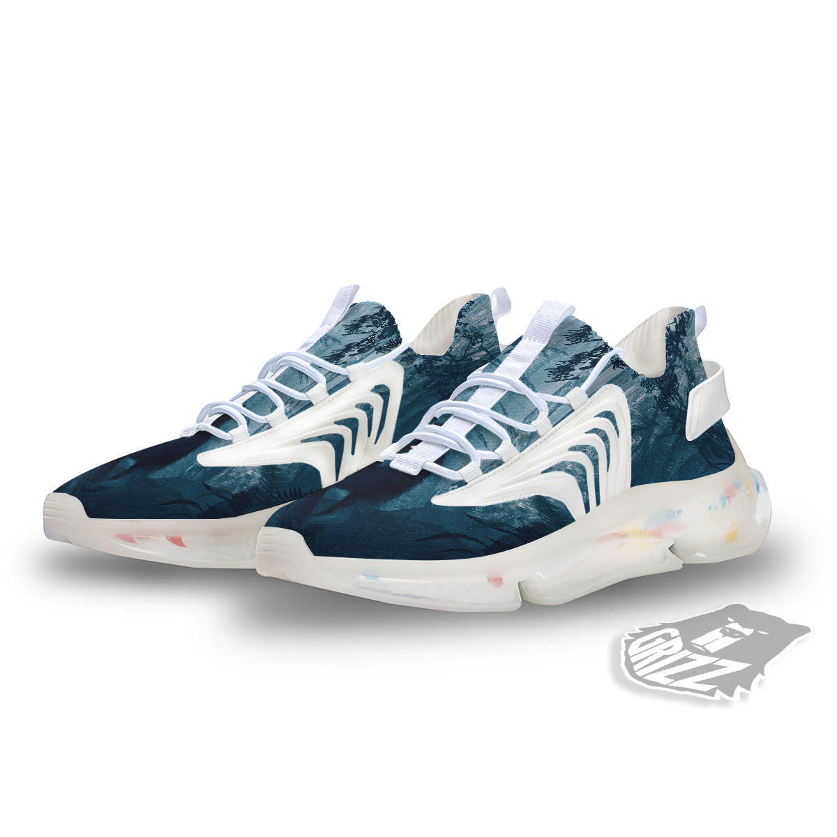 Wolf Jungle Print White Gym Shoes-grizzshop