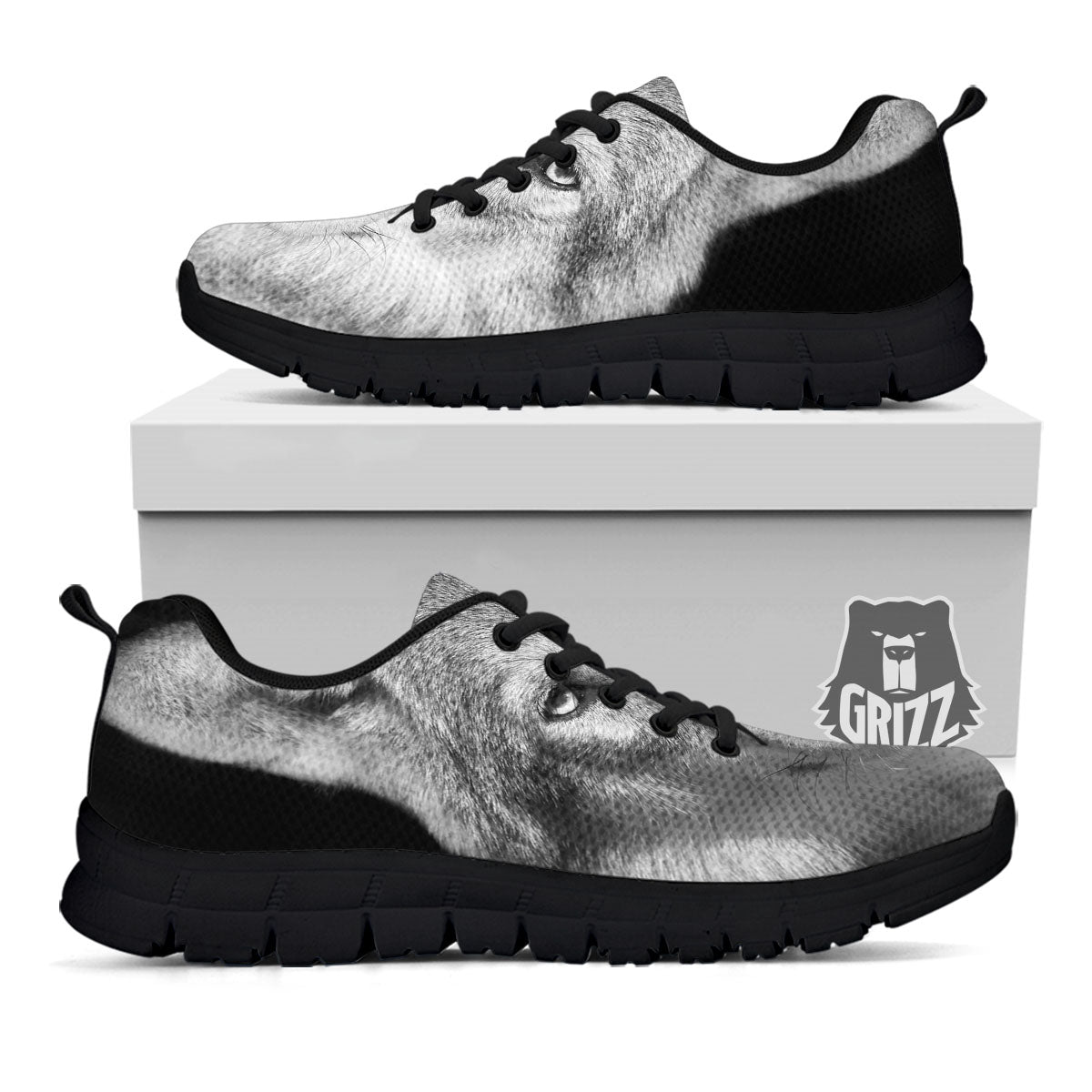 Wolf Monochrome Print Black Sneaker-grizzshop