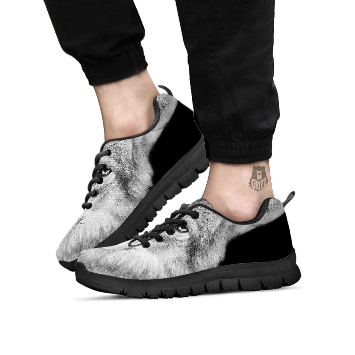 Wolf Monochrome Print Black Sneaker-grizzshop
