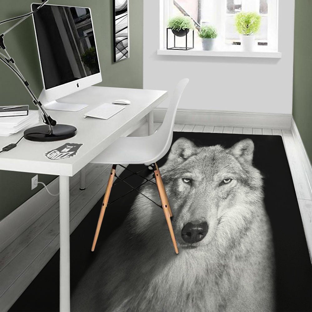 Wolf Monochrome Print Floor Mat-grizzshop