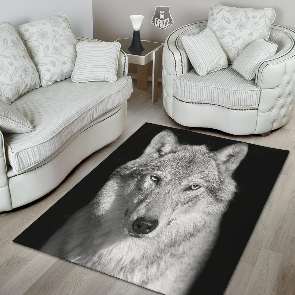 Wolf Monochrome Print Floor Mat-grizzshop