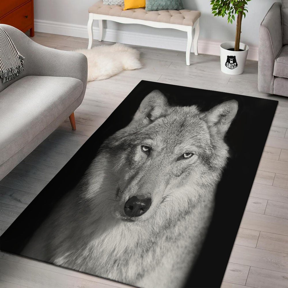 Wolf Monochrome Print Floor Mat-grizzshop