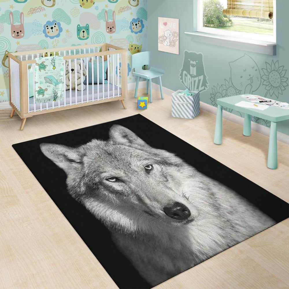 Wolf Monochrome Print Floor Mat-grizzshop