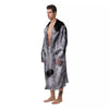 Wolf Monochrome Print Men's Robe-grizzshop