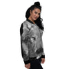 Wolf Monochrome Print Women's Bomber Jacket-grizzshop