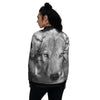 Wolf Monochrome Print Women's Bomber Jacket-grizzshop