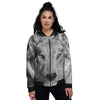 Wolf Monochrome Print Women's Bomber Jacket-grizzshop