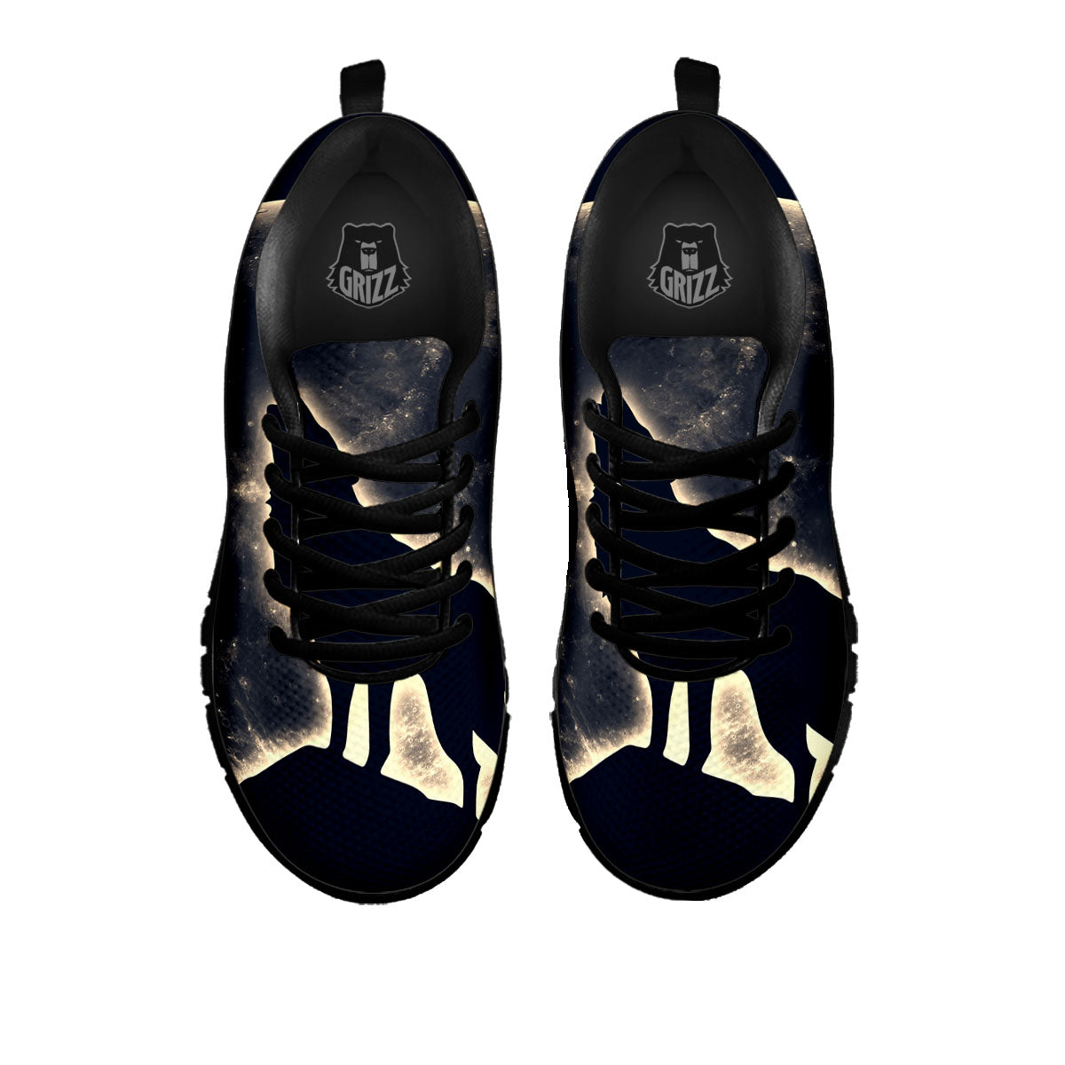 Wolf Moonlight Print Black Sneaker-grizzshop