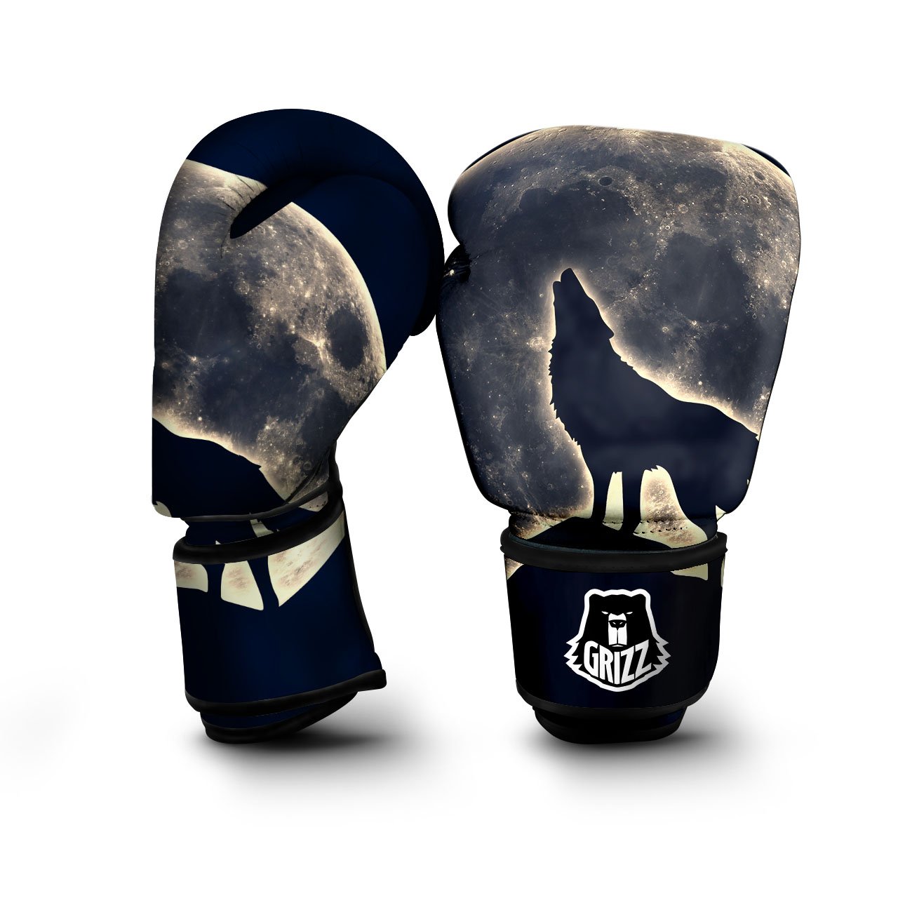 Wolf Moonlight Print Boxing Gloves-grizzshop