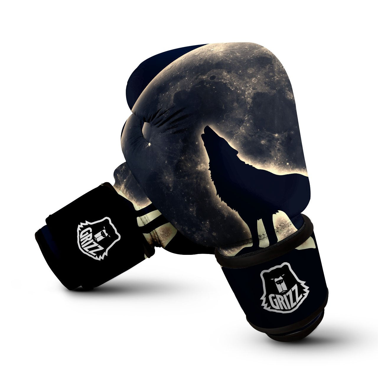 Wolf Moonlight Print Boxing Gloves-grizzshop